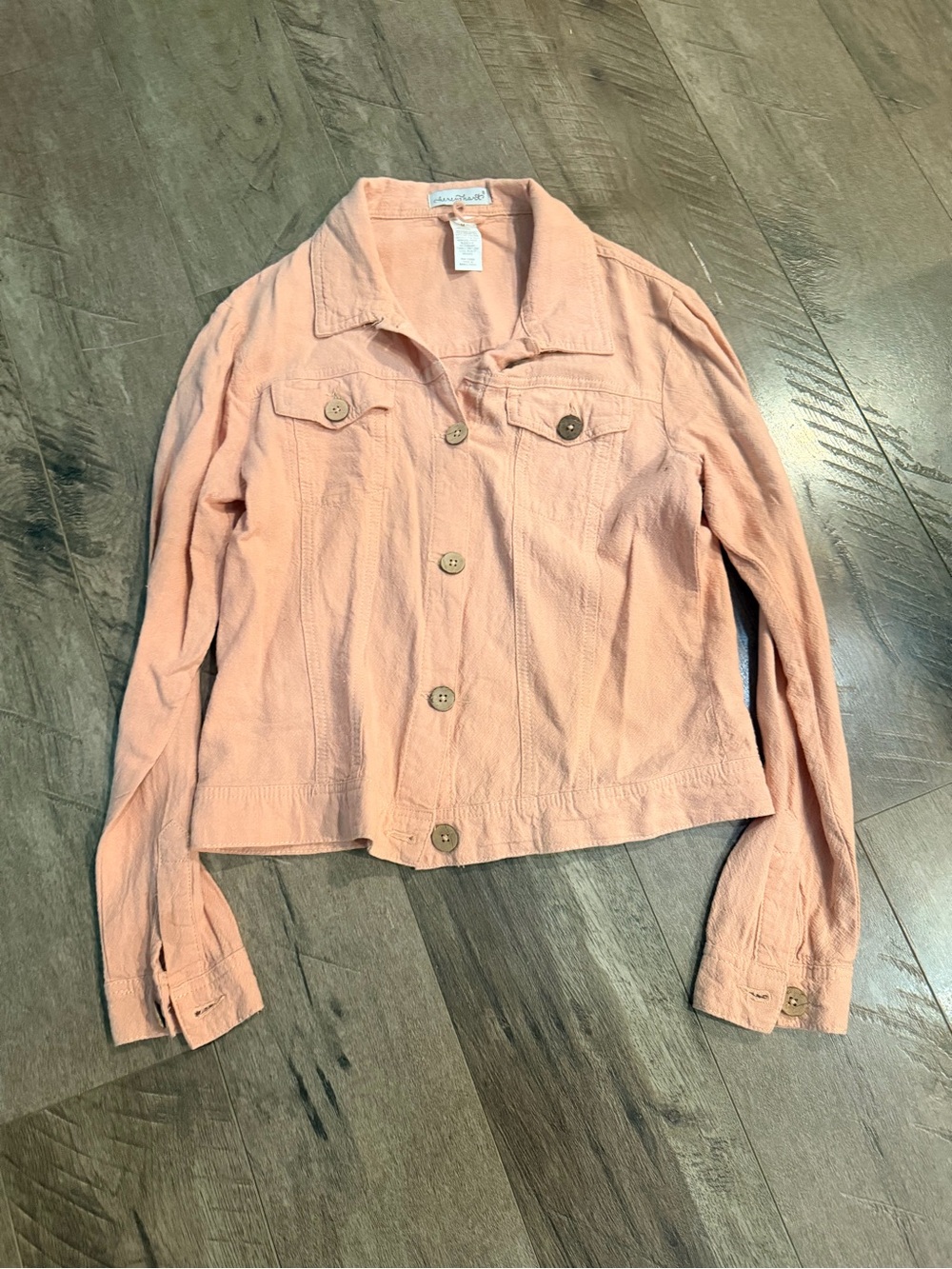 KEREN hart Peach-Pink Button-Front Jean Jacket